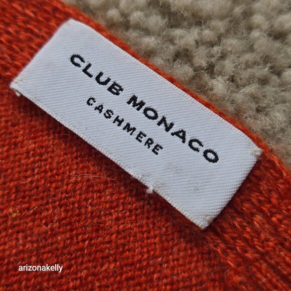 NWOT Club Monaco Cashmere Knit Scarf Orange Pumpkin - Picture 7 of 13
